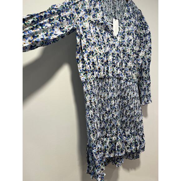 Veronica Beard Darrah Dress Smocked Blue Floral Sz 14 - Picture 4 of 7